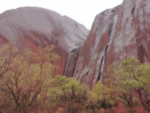 waterfalls cascade down off Uluru